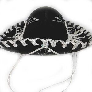 Vintage Pigalle XXXXX Mariachi Sombrero Embellished Black Velvet Size XS Festive